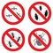 Stop insects. Tick, bugs and mosquito silhouettes. Warning prohibited sign, anti insect vector icons