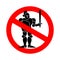 Stop Knight . Ban warrior medieval. Red prohibitory road sign. V