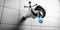 Stop leaking. Tied metal faucet and a water drop on white tiles background. 3d illustration