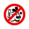 Stop littering. Ban garbage. It is forbidden to litter. red circle road sign.