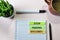 Stop Making Excuses! text on sticky notes with office desk concept