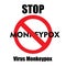 Stop Monkeypox virus. Text Stop Monkeypox. Vector file
