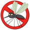 Stop Mosquito Cartoon Character With Prohibited Symbol