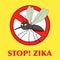 Stop Mosquito Cartoon Character With Prohibited Symbol