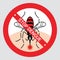 Stop mosquito. Stop mosquito bite to protect malaria, zika virus or dengue fever infection concept. Red prohibition danger sign