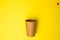 Stop motion animation, Bright yellow background. Coffee take away with grain, cloud and hearts. Making coffee with love