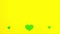 Stop motion animation of tree green paper hearts which change size at the bottom on yellow