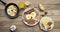 Stop motion of breakfast foods on the plate