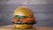 Stop motion of burger cooking, top view,