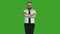 Stop motion. Concept of businessman and sport, health. Suit changes to fitness clothing. Chromakey green. Plump guy with