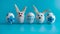 Stop motion. Easter rabbit from plasticine and eggs