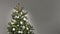Stop motion of white and silver festive decorations self-finishing a christmas tree