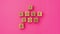 Stop-motion wooden cubes with the phrase I Love You Baby on an empty colorful pink background. Words of love are