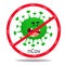 STOP ncov - hand drawn cute virus or bacterium. Coronavirus in China. Quarantine. Stop sign coronavirus 2019-nCoV with charact