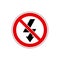 STOP! No Lightning Sign. VECTOR. The icon with a red contour on a white background. For any use. Warns.