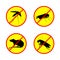 Stop or no sign circle with rat mosquito cockroach and Fly Insect vector set design