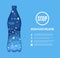 Stop ocean plastic pollution banner design template in paper cut style. Papercut 3d background. Bottle cut out
