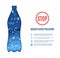 Stop ocean plastic pollution banner design template in paper cut style. Papercut 3d background. Bottle cut out