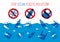 Stop ocean plastic pollution vector illustration