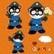 Stop panda bear cartoon with police man custome set collection