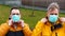 Stop pandemic concept. People take on medical mask