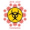 Stop Pandemic Novel Coronavirus Sign and Biohazard Logo on White Background