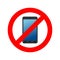 Stop phone. It is forbidden to call. Ban smartphone. Red Circle