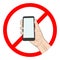 Stop phone sign. No phone. No smartphone sign. Vector illustration