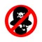 Stop pirate. Red prohibiting sign rover. Ban filibuster