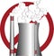 Stop pollution chimneys with stop symbol