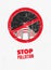 Stop Pollution sign with smokestacks. Environmental pollution poster. Vector illustration.
