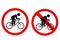 Stop or prohibit sign with cyclist icon isolated on white background.Cycling is prohibited sign, symbol.Cycling is not allowed.