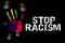 Stop racism - colorful prints of palm