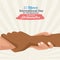 Stop racism international day poster with interracial handshake