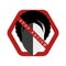 Stop racism prohibition sign. Black and white woman face. Forbidden hexagonal sign. Vector illustration