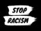 Stop racism sign on brushstroke background