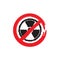Stop of radiation sign icon on white background