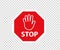 Stop road sign with hand gesture. New red do not enter traffic sign. Caution ban symbol direction sign. Warning stop signs.