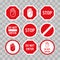 Stop road sign with hand gesture. Vector red do not enter traffic sign. Caution ban symbol direction sign. Warning stop signs