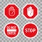 Stop road sign vector red hand enter gesture