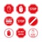 Stop road sign vector red hand enter gesture