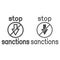 Stop sanctions sign line and solid icon, economic sanctions concept, warning sign with crossed arrow down on white