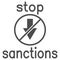 Stop sanctions sign solid icon, economic sanctions concept, warning sign with crossed arrow down on white background