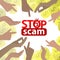 Stop scam. cheating and fraud. hands