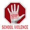 Stop school violence conceptual illustration. Open hand with the text stop school violence