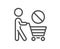 Stop shopping line icon. No panic buying sign. Vector