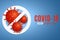 Stop sign with 3d pathogen organism coronavirus. Covid-19 epidemic infectious disease. Template for your medical design. Vector
