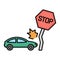 Stop sign with car accident Isolated Vector icon that can be easily modified or edited