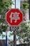 Stop Sign in Chinese Character in Chengdu, China