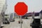 Stop sign for copy space at the closed airport due to Coronavirus, Covid19